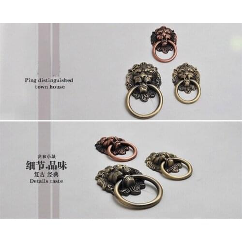 3PCS/Lot Zinc Alloy Lion Shape Furniture Knob Cupboard Closet Drawer Ring Pull Tab With Free Screws