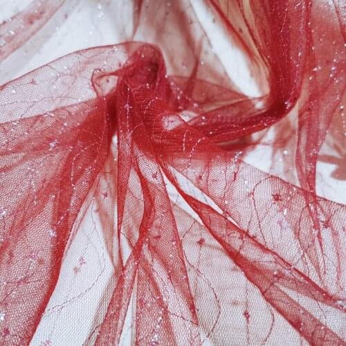 4Meters/lot 140cm wide Wholesale price Lightweight red silk thread mesh garment fabric wedding decoration fabric AC311