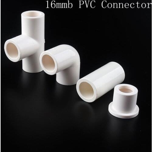 5~30pcs Internal Dia 16mm White PVC Pipe Fittings Straight Elbow Solid Equal Tee Connectors Plastic Joint Irrigation Water Parts