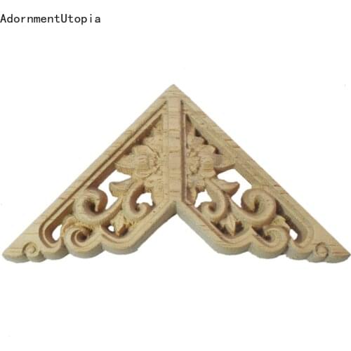 5PCS Wood Carved Corner Appliques Frame Furniture Wall Door Woodcarving Decal Decorative Decro Wooden Figurines Crafts 15/20cm