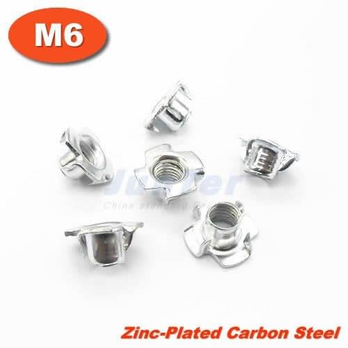 50pcs/lot M6 Captive T Nuts Pronged Tee Nuts Blind Nuts Zinc Plated Carbon Steel