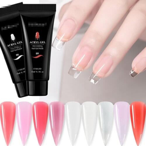 15ML Quick Builder Nail Extension Acrylic Gel Transparent Pink Milky Painless Gel Nail Quick Liquid Jelly Gel Form Tool SA1809
