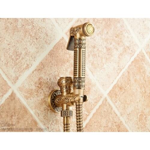 Free ship Gold Brass Shattaf Bidet Sprayer Spray Douche kit Hand held Toilet Attachment,Toilet Hand Sprayer Set Bidet Faucet