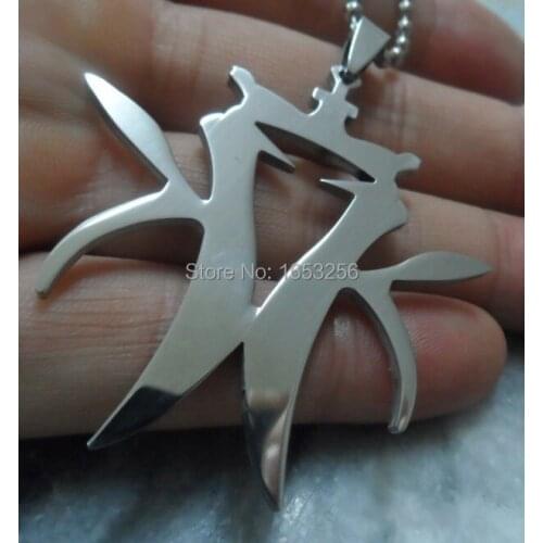 High Polished Stainless Steel Large Double King Fashon Necklace Pendant with 24'' Ball chain