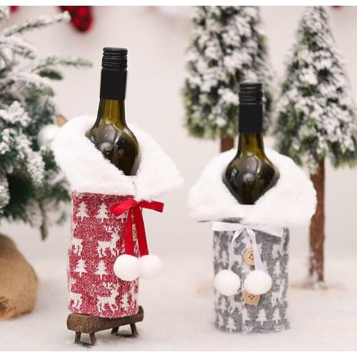 Santa Claus Wine Bottle Cover Christmas Decorations For Home 2021 Christmas Stocking Gift New Years Decor 2022