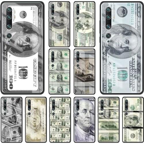 U.S. Dollar Money Tempered Glass Case for Xiaomi Mi 9T Pro CC9 Note 10 Lite 10T 11 11i 11Ultra Poco F3 X3 NFC Phone Cover Coque