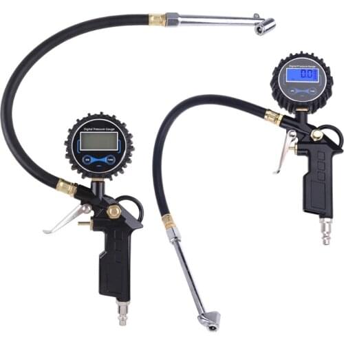 Digital Tire Inflator Pressure Gauge with Dual Head Chuck for Car RV Bike T3EF
