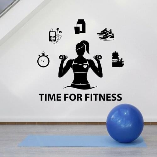 Home Gym Vinyl Wall Decal Fitness Girl For Motivation Gym Healthy Lifestyle Stickers Gym Wallpaper Art Mural M246