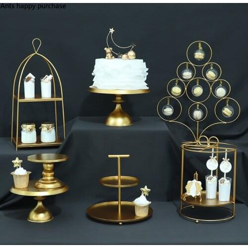European Metal Dessert Table Decoration Set Wedding Decoration Bread Cake Plate Macaron Display Stand Kitchen Utensil Decoration
