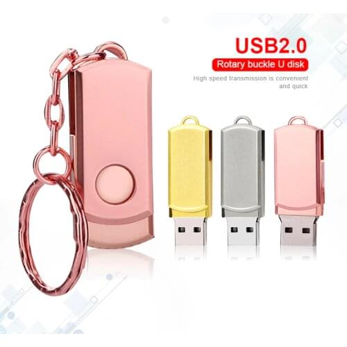Pen Drive Pink Metal USB Flash Drive Key Ring USB Stick High Speed Pendrive Memory Stick 32GB 16GB 64GB 8GB Memoria Usb 2.0 Gift