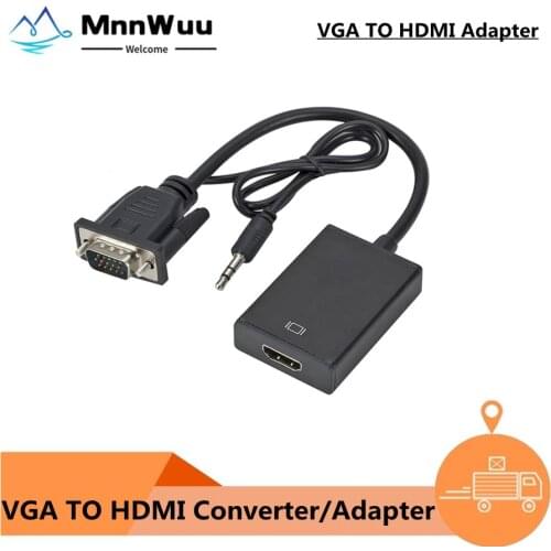 Full HD 1080P VGA to HDMI-compatible Converter Adapter Cable With Audio Output VGA HD Adapter for PC laptop to HDTV Projector