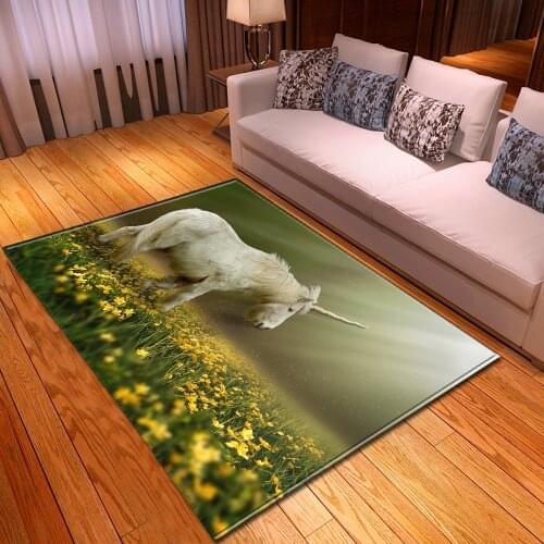 Beautiful Unicorn Series Grassland Forest Dream Floor Mat Door Mat Anti-slip Mat Carpet Bedroom Living Room Home Decoration