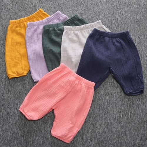 Summer Baby Girl Shorts Pant Soft Cotton Casual Solid Color Toddler Loose-fitting Trousers Bloomer Beach Capri Pant Baby Clothes