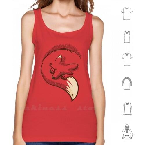 The Fox Is Sleeping Tank Tops Vest Sleeveless Fox Animal Wild Forest Wood Fur