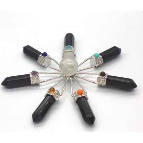 Trendy-beads Silver Plated Energy Transmitter Chakra Black Obsidian Pendant For Party Jewelry
