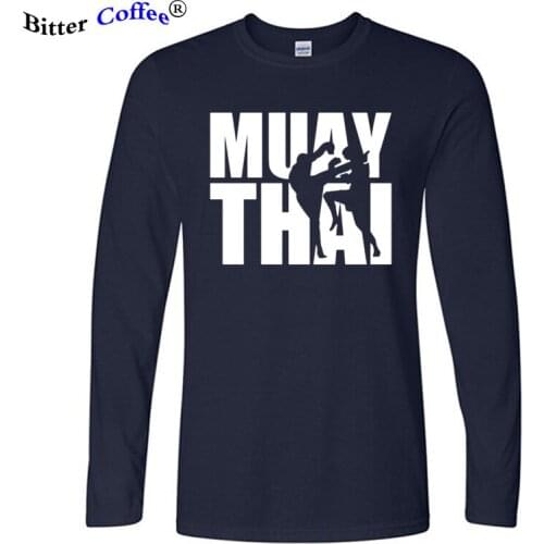 Muay Thai Thailand Boxer T Shirt For Man Geek Homme Tee Autumn and Winter Shirt Awesome Train Long Sleeve T-shirt Plus size