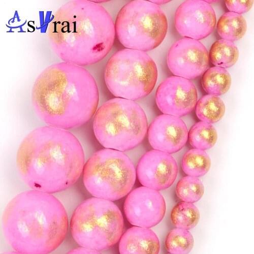 Natural Stone 4 6 8 10mm Pink Jades Beads For Jewelry Making Round Loose Spacer Beads DIY Bracelet Necklace Accessories 15inch
