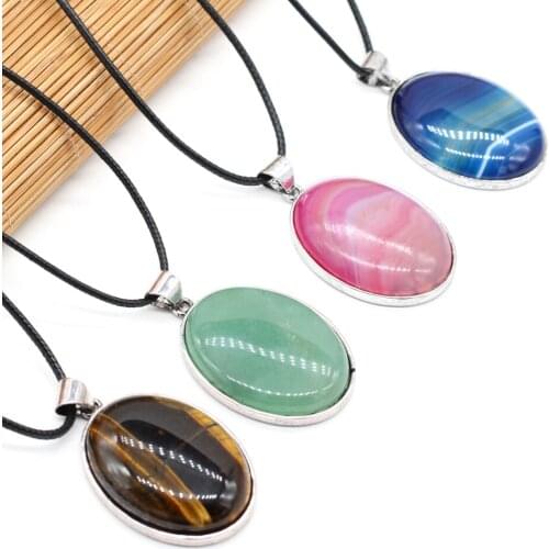 2021New Natural Freshwater Shell Alloy Egg Shape Pendant Various Stone Necklace ExquisiteDIY Jewelry Gift Mother of Pearl Shells