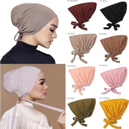 2021 New Soft Modal Muslim Turban Hat Inner Inner Caps Islamic Underscarf Bonnet Hat Female Head wrap Turbante Mujer