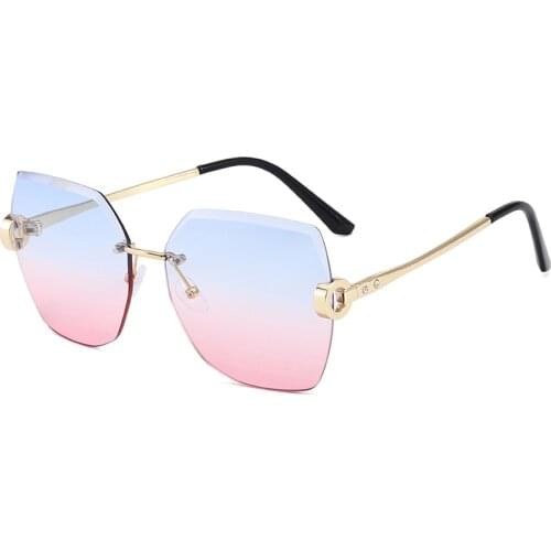 Rimless Cutting Sunglasses Women Glasses Vintage Brand Designer Fashion Summer Shoping Outdoor Okulary Przeciwsloneczne for Girl