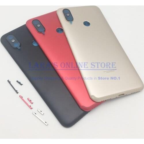 Original Xiaomi Mi A2 Mi6X Back Cover Battery Door Housing Rear Case + Camera Frame Glass Lens + Power Volume Button Flex Cable