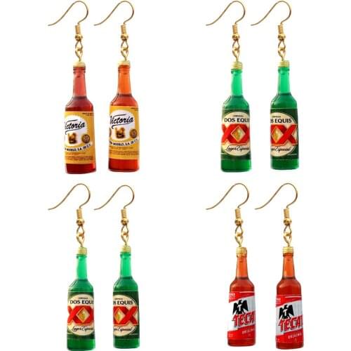 Beer Wine Bottle Earring for Women Creative Simulation of Mineral Bottles Dangle Earrings Handmade Earrings for Girls Jewelry