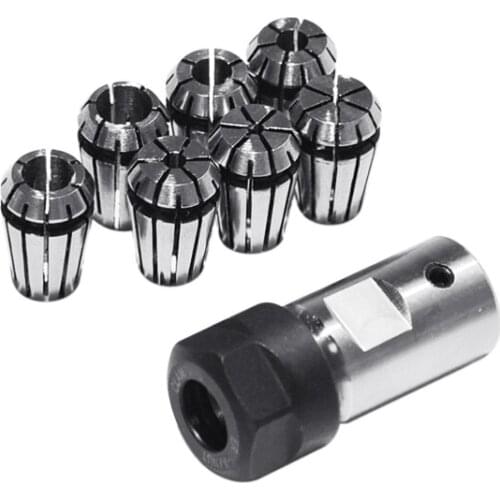 7Pcs High Carbon Steel ER11 Spring Collet ER11A 1/2/3/4/5/6/7mm Set+5mm Extension Rod Motor Shaft Holder For CNC Lathe Engraving