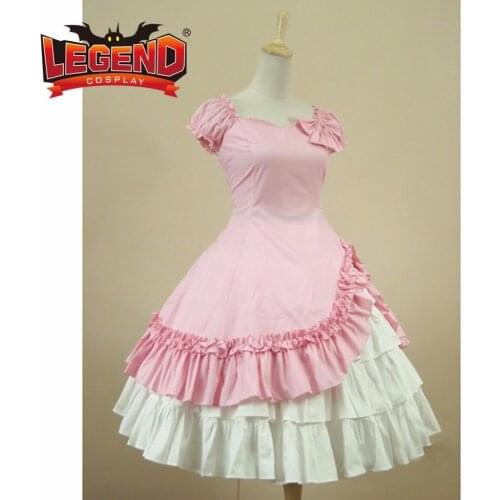 Pink short sleeves classic sweet Lolita dress girl Lolita cosplay costume