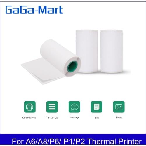 3 Rolls Thermal Paper Roll 56*30mm / 2.2*1.2in Sticker Labels for Peripage A6/A8/P6 Paperang P1/P2 Thermal Printer Pack