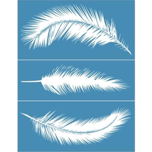 Feather Self Adhesive Silk Screen Printing Stencil Mesh Transfers for DIY T-Shirt Pillow Textile Painting Decoration