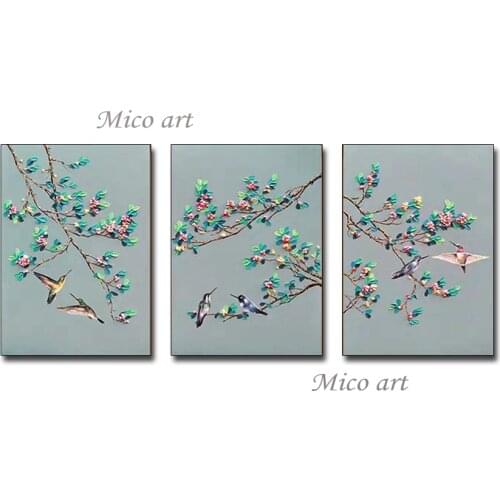 Pure Hand Drawn Modern 3 Panel Flower Oil Painting Wall Pictures Home Wall Decoration Group Canvas Painting Artwork Unframed Art