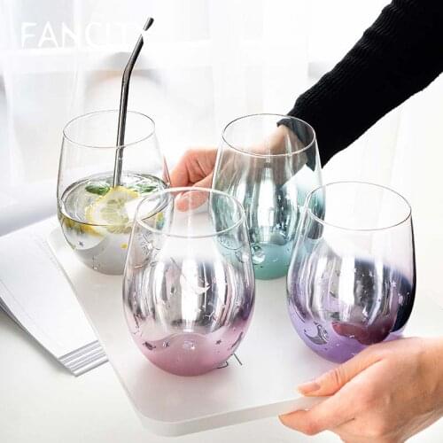FANCITY Wishing glass cup home juice cup milk tea cup ins wind tea cup transparent nordic coffee cup breakfast cup