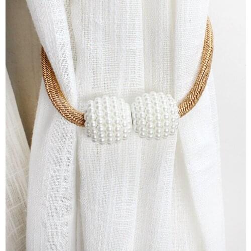 Pearl Magnetic Curtain Clip Curtain Holders Tie Rope Accessory Ball Buckle Clip Hook Holder Curtain Accessories Home Decoration
