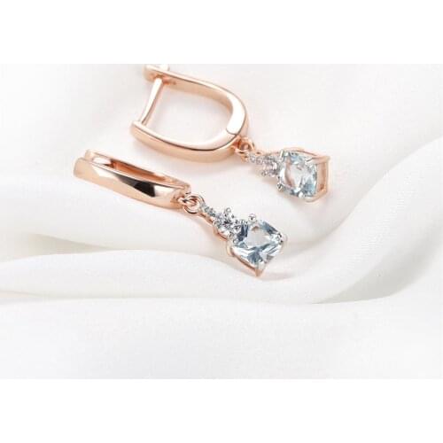 Real 925 Sterling Silver Long Earrings Women Rose Gold Cushion Topaz Created Gemstone Vintage Engagement Jewelry Special Gifts