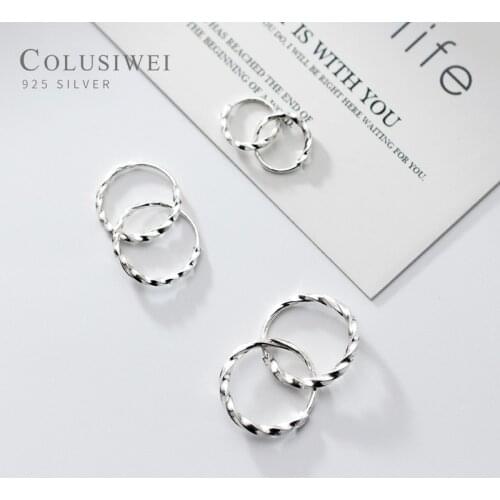Colusiwei Minimalist Design Hoop Earrings for Women 925 Sterling Silver Weaving Geometric Twist Design Fashion Jewelry Bijoux