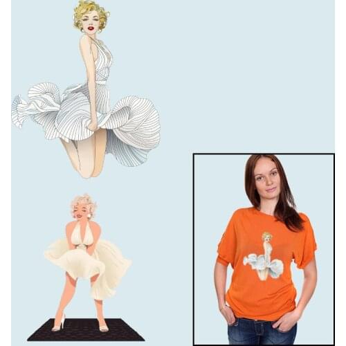 Marilyn Monroe Famous beauty Heat-sensitive patches Thermal Stickers Heat Transfer PVC Patch Patches for Clothing DIY T-shirt