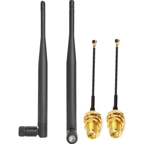 2PCS WIFI Antenna Wireless Internet Access 2.4G 5.8G Dual Frequency Router Gateway WAN Repeater Zigbee SMA Cable U.FI IPEX