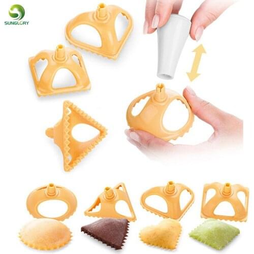 4PCS/SET Plastic Dumpling Molds 4 Shapes Dumpling Press Tool Chinese Jiaozi Mold Cooking Pastry Dumpling Maker Kitchen Tools