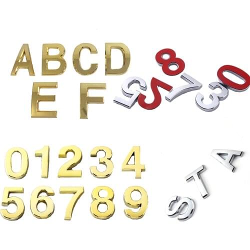 5cm 3D Number English Alphabet Letter Stickers for Apartment Hotel House Number Door Plate Cabinet Mailbox Box Number Signs