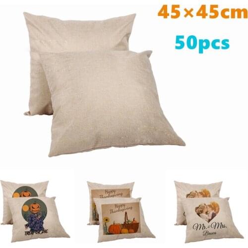 50pcs/ctn 45×45cm Linen Sublimation Heat Press Blank Pillow Case Cushion Cover