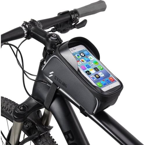 6.0 inch Waterproof Bike Bicycle Cell Phone Bag Holder MTB Front Frame Tube Bag Case Rainproof Saddle Bag Accessories X106D