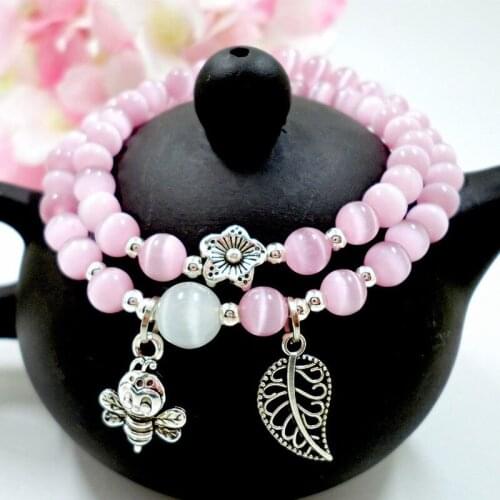 Handmade Opal Bracelet Leaf Pendant Fresh Crystal womens Bracelet for women Jewelry for women Cuff bracelet