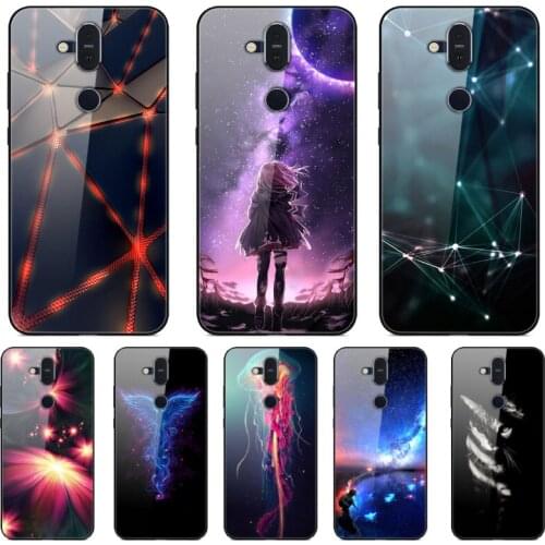 Tempered Glass Phone Case For Nokia 8.1 Case Cover For Nokia 8.1 Nokia8.1 Back Cover Silicone Bumper for Nokia X7 2018 Case Etui