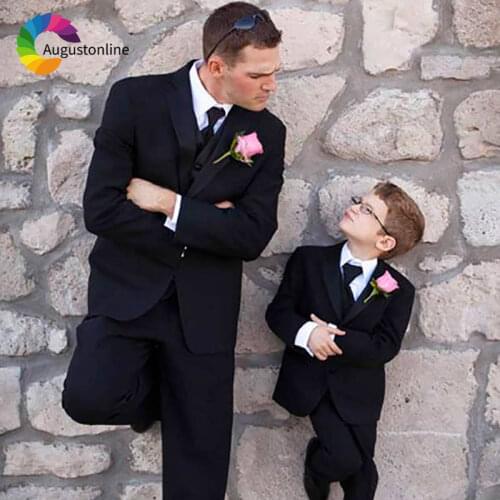 Black Groomsmen Child Clothing Men Suits 3Piece Jacket Pants Vest Wedding Suits for Best Man Blazers Suit Slim Fit Groom Tuxedo
