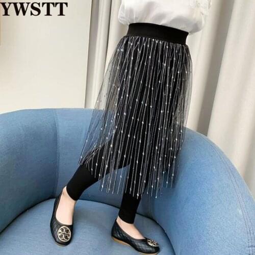 Baby Mesh Skirts-Pants Girl Leggings With Skirts Patchwork Infant Girl Bowknot Princess Leggings Dance Pants Cake Skirt Trousers