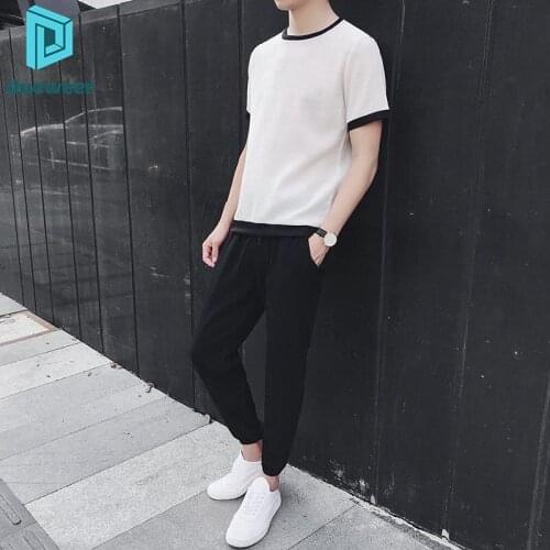 Autumn Mens Jackets Pants Sets Striped Tracksuits Sportswear Winter 2020 Student Off White Jogging Clothing
