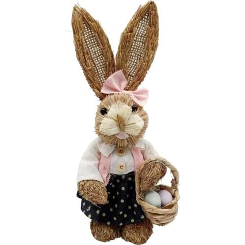 Rabbit Toy Cute Party Supplies Straw Bunny Home Ornaments Paty Easter Decoration