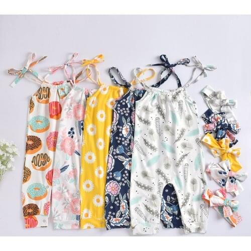 0-24M Newborn Baby Girl Lovely Rompers 4 Style Sleeveless Strap Floral Printed Jumpsuit Outfits Summer Clothes