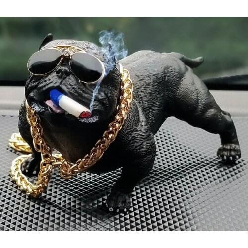 Creative Personality Car Overbearing Dog Decoration High-end Car Supplies Trend Dog Simulation Doll Fashion Cool Car Ornaments