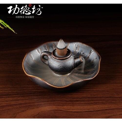 Creative little teapot clock tower incense burner plate cone incense special aromatherapy incense burner in one furnace